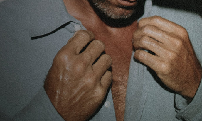 Close up of man with chest hair